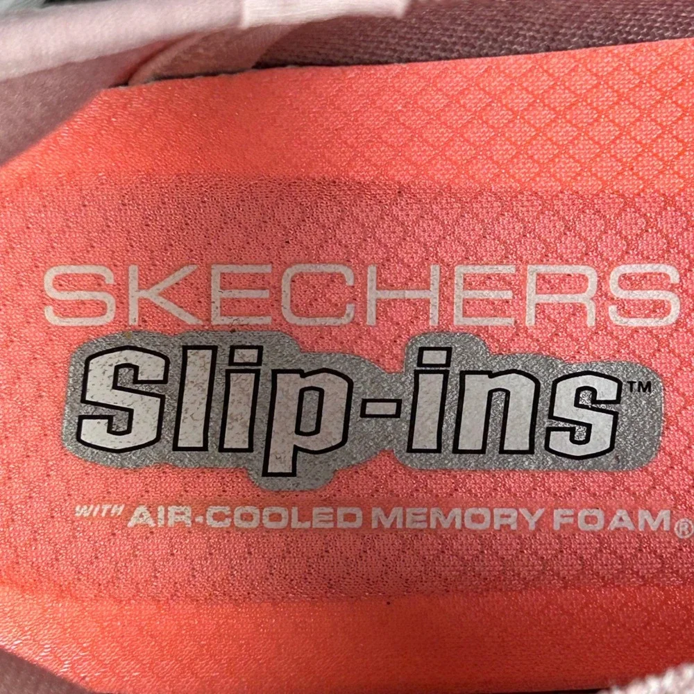 Skechers Hands Free Slip-ins Go Walk‎ Joy Mauve Faux Lace Up Sneakers Womens 9.5